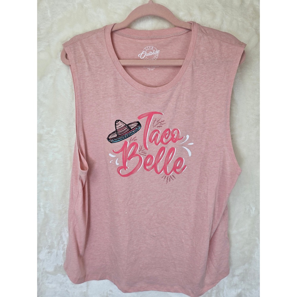 Live Outside The Limits‎ Womens Taco Belle Muscle Tank Top Pink XL RN